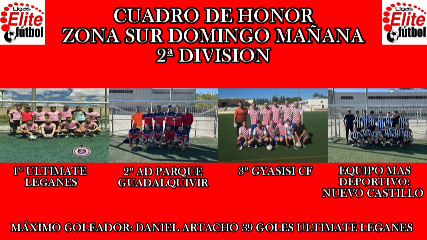 CUADRO DE HONOR. ZONA SUR DOMINGO MAÑANA 2ª DIVISIÓN